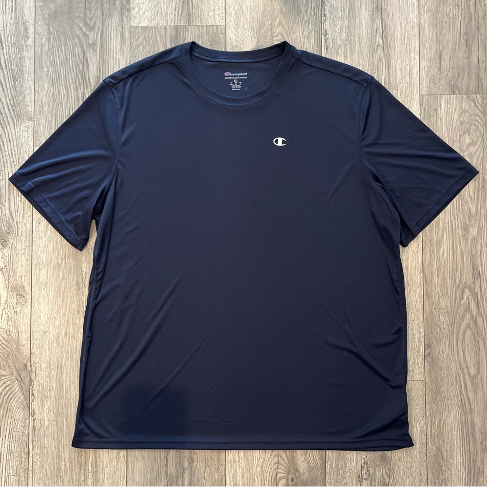 Champion Men’s Short Sleeve Crewneck Athletic T-Shirt Dri Fit Navy Blue 2XL Gym